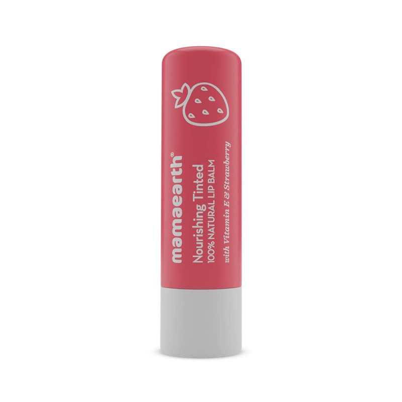 Mamaearth Nourishing Lip Balm Tinted 100% Natural with Vitamin E and Strawberry-4g